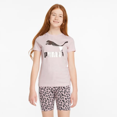 Classics Logo Tee Youth, Chalk Pink, small-THA