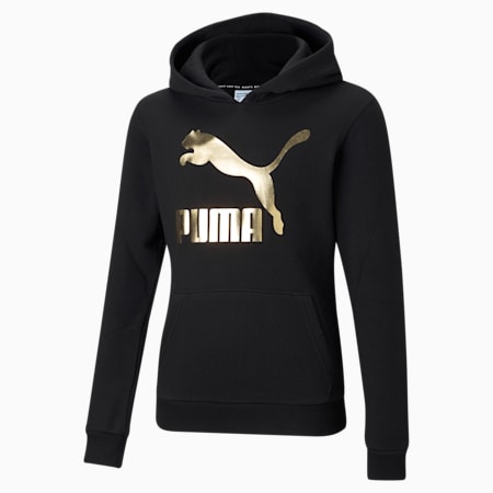 Sweat à capuche Classics Logo enfant et adolescent, Puma Black-foil, small