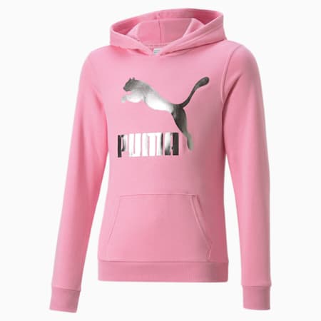 Classics Logo Youth Hoodie, PRISM PINK, small