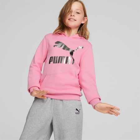Classics Logo Youth Hoodie, PRISM PINK, small