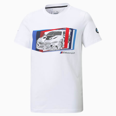 BMW M Motorsport Car Graphic Youth Tee, Puma White, small-PHL