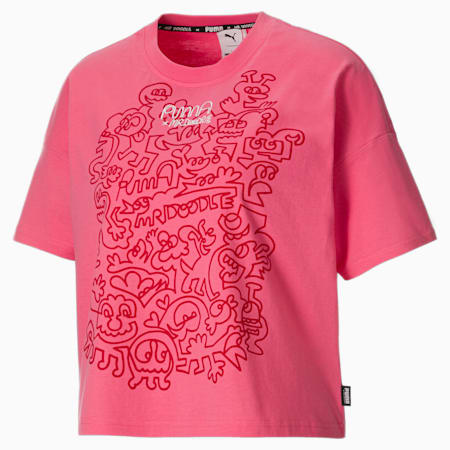 PUMA x MR DOODLE Women's Relaxed Relaxed T-shirt, Bubblegum, small-IND