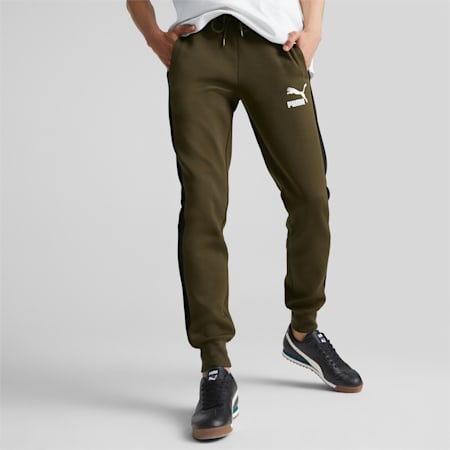 Iconic T7 Double Knit Men's Track Pants, Deep Olive, small