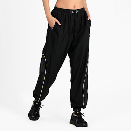Evide Woven Women's Track Relaxed Pants, Puma Black, small-IND