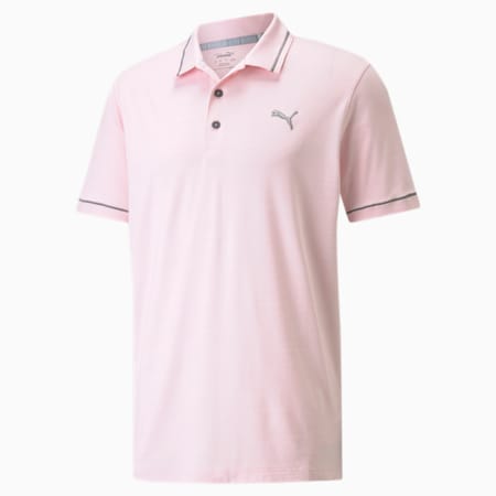 CLOUDSPUN Monarch Men's Golf Polo Shirt, Parfait Pink Heather-QUIET SHADE, small-SEA