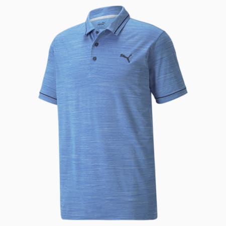 CLOUDSPUN Monarch Men's Golf Polo Shirt, Bright Cobalt Heather-Navy Blazer, small