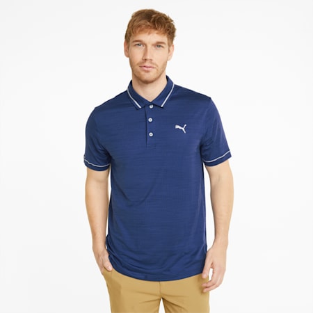 CLOUDSPUN Monarch Men's Golf Polo Shirt, Blazing Blue Heather-High Rise, small-AUS