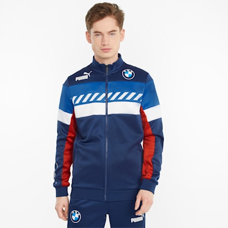 BMW M Motorsport SDS Men's Track Jacket, Marina-Blueprint-High Risk Red, small