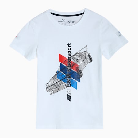BMW M Motorsport Kids Street T-Shirt, Puma White, small-IND
