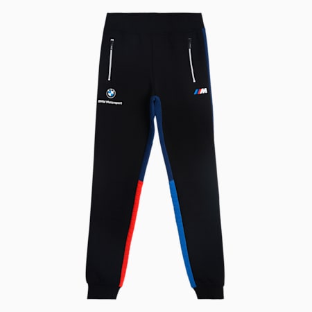 BMW M Motorsport Kid's Sweat Pants, Puma Black-Marina-Blueprint-High Risk Red, small-IND