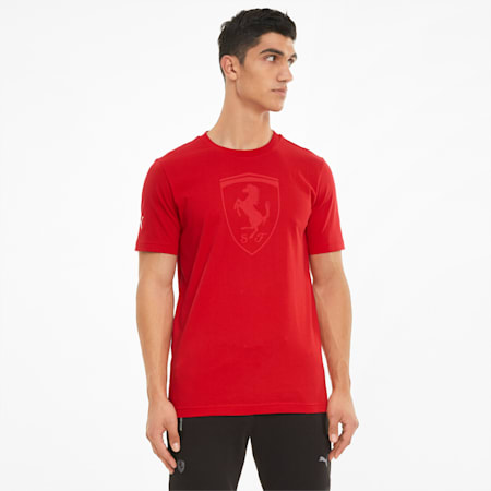 Scuderia Ferrari Race Big Shield Tonal Men's Tee, Rosso Corsa, small-SEA