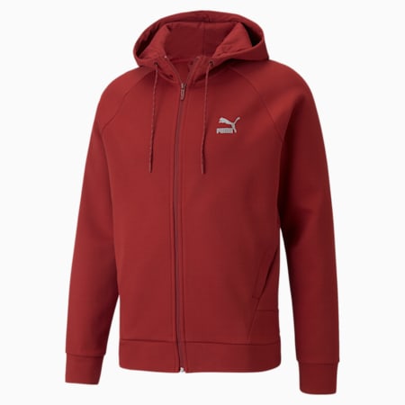 Classics Tech hoodie met volledige ritssluiting heren, Intense Red, small