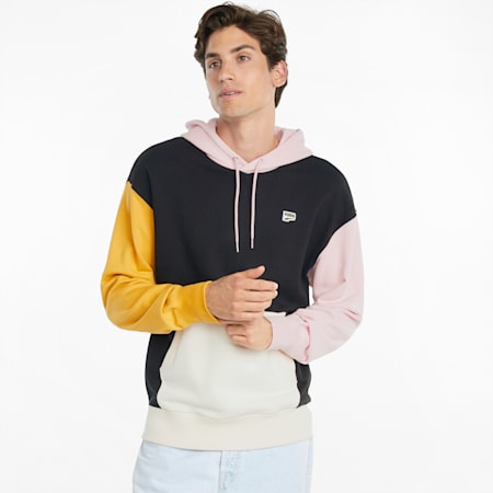 Downtown French Terry Men's Hoodie, Puma Black-multicolor, small-SEA