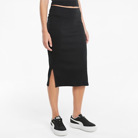 Classics Ribbed Women's Midi Skirt, Puma Black, small-SEA