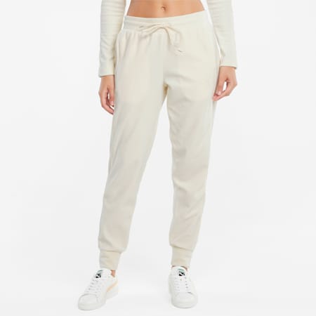 Iconic T7 Velour Women's Pants, Ivory Glow, small