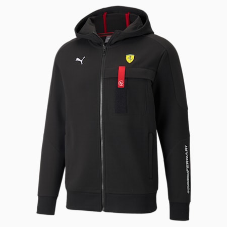 Scuderia Ferrari Race Hooded Men's Sweat Jacket, Puma Black, small-SEA