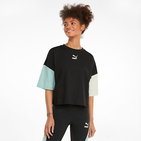 CLSX Relaxed Fit Women's Boyfriend T-Shirt, Puma Black-Gloaming, small-IND