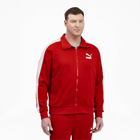 Iconic T7 Men's Track Jacket Big &amp; Tall, High Risk Red-Puma White, small