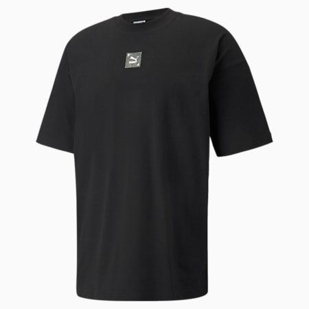 T-shirt RE.GEN o pudełkowym kroju z nadrukiem, Puma Black, small