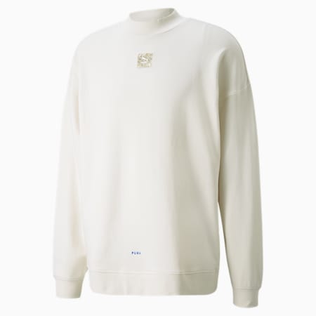 RE.GEN Oversized Relaxed Fit Unisex Sweat Shirt, Ivory Glow, small-IND