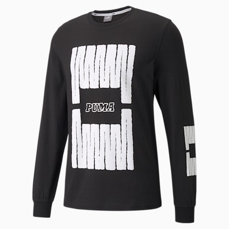 Qualifier Long Sleeve Men's Basketball Tee, Puma Black, small