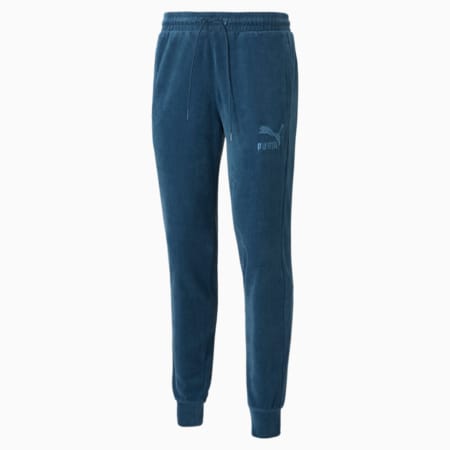 Pantaloni sportivi in tessuto velour Iconic T7 uomo, Intense Blue, small