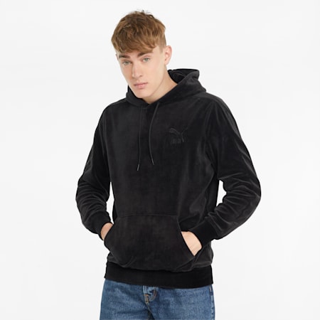 Iconic T7 velours hoodie heren, Puma Black, small