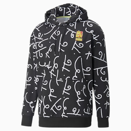 PUMA x BRITTO AOP Relaxed Fit Unisex Hoodie, Puma Black-White, small-IND