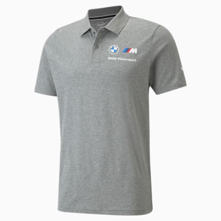 BMW M Motorsport Essentials Men's Polo Shirt, Medium Gray Heather, small