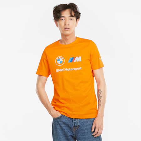 BMW M Motorsport Essential Logo Regular Fit Men's T-Shirt, Vibrant Orange, small-IND