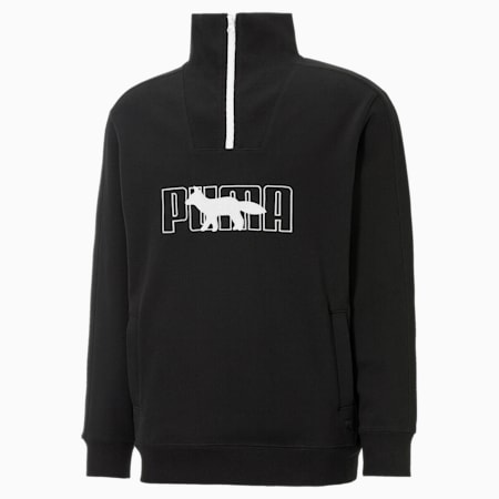 푸마 x 메종 키츠네 Half-Zip 스웨트셔츠/PUMA x MK 1/2 Zip FT Sweater, Puma Black, small-KOR
