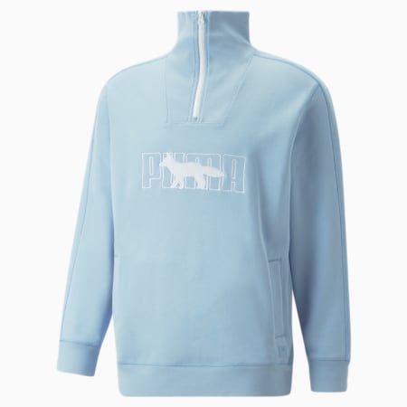 PUMA x MAISON KITSUNÉ Sweatshirt mit halbem Reißverschluss, Chambray Blue, small