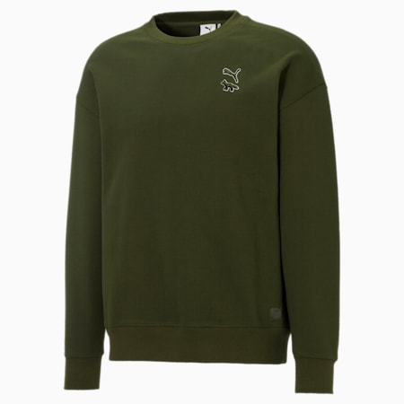PUMA x MAISON KITSUNÉ Sweatshirt mit Rundhalsausschnitt, Rifle Green, small