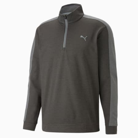 CLOUDSPUN T7 Herren Golf-Sweatshirt mit viertellangem Reißverschluss, Puma Black Heather-QUIET SHADE Heather, small
