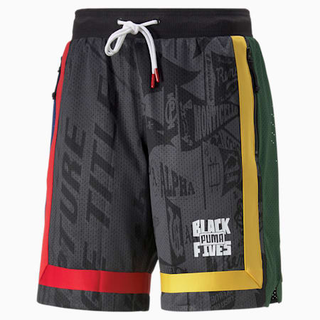 PUMA x BLACK FIVES Front Page Men's Basketball Shorts, Puma Black-Blue Depths, small