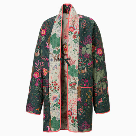 PUMA x LIBERTY Printed Women's Kimono, Green Gables-AOP, small-PHL