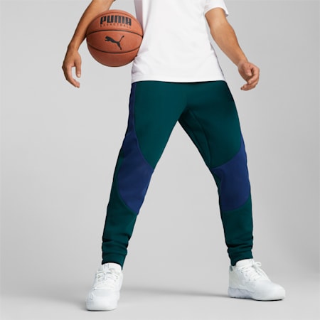 Dime Men's Basketball Pants, Varsity Green-Blazing Blue, small-AUS