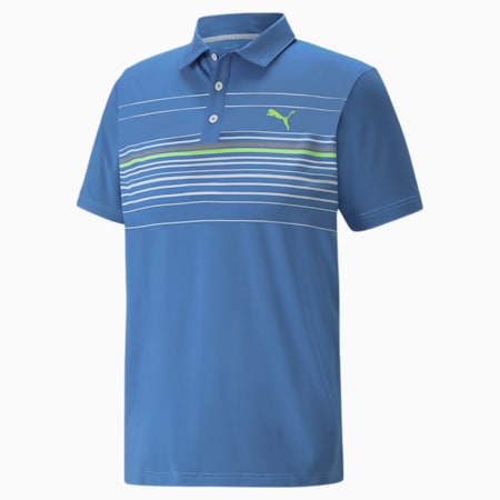 Mattr Canyon Men's Golf Polo Shirt, Bright Cobalt-Greenery, small