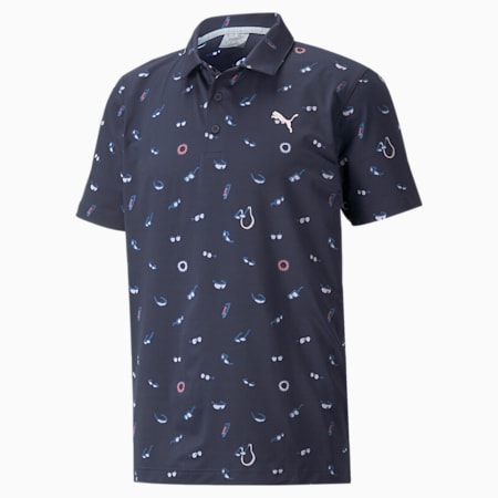 Mattr Sunnies Men's Golf Polo Shirt, Navy Blazer-Chalk Pink, small-GBR