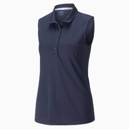 Polo da golf Gamer senza maniche da donna, Navy Blazer, small