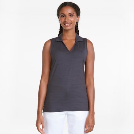 CLOUDSPUN Coast Sleeveless Women's Golf Polo, Navy Blazer Heather, small