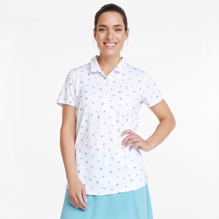 Mattr Tropics Women's Golf Polo Shirt, Bright White-Porcelain, small-AUS