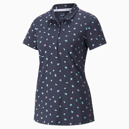Mattr Tropics Women's Golf Polo Shirt, Navy Blazer-Festival Fuchsia, small