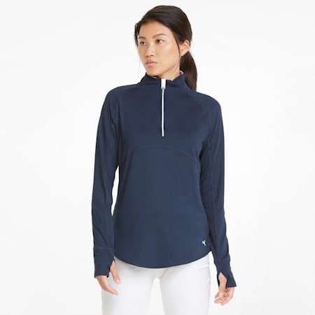 Gamer Quarter-Zip Women's Golf Pullover, Navy Blazer, small