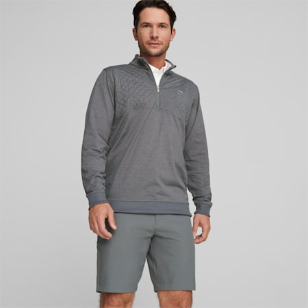 AP CLOUDSPUN Castle Quarter-Zip Men's Golf Sweater, QUIET SHADE Heather, small-AUS
