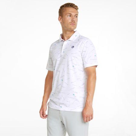 メンズ ゴルフ PUMA x ARNOLD PALMER スコアカード ポロシャツ, Bright White-Navy Blazer, small-JPN