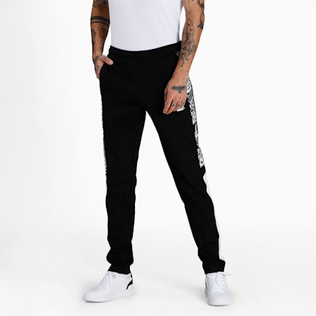 Panel Slim Fit Knitted Sweat Pants, Puma Black, small-IND