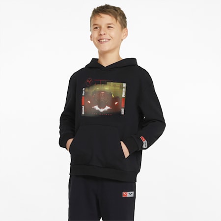 PUMA x BATMAN Graphic Youth Hoodie, Puma Black, small-PHL