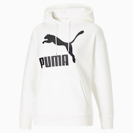 Sudadera con capucha y logo Classics para mujer, Puma White-Puma Black, pequeño