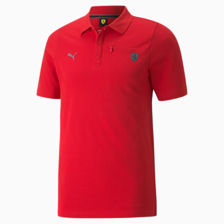 Scuderia Ferrari Style Men's Polo Shirt, Rosso Corsa, small
